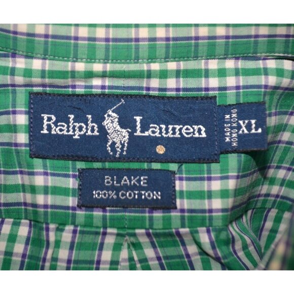 Ralph Lauren Blake Men's Green Plaid Button Up Shirt XL Embroidered Logo Casual - Picture 7 of 8